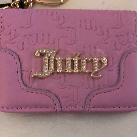 Juicy Couture Fondant Pink Faux Leather Heartless Card Case Key Fob NWT - Picture 13 of 15